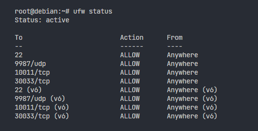 Debian UFW Status